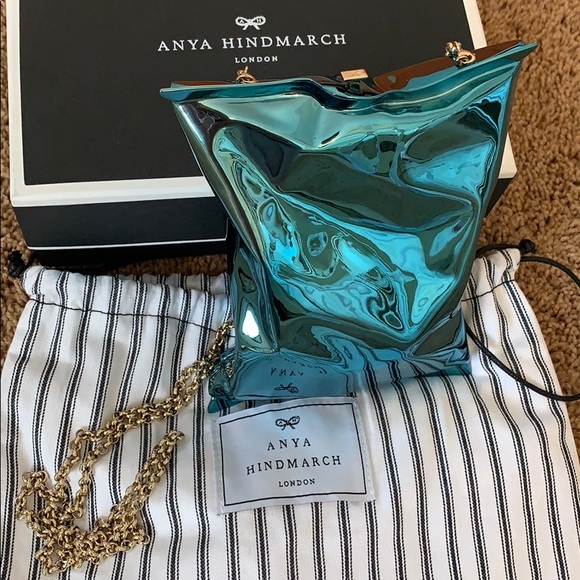 Crisp Turquoise Metal Crossbody Pouch - Picture 3 of 8